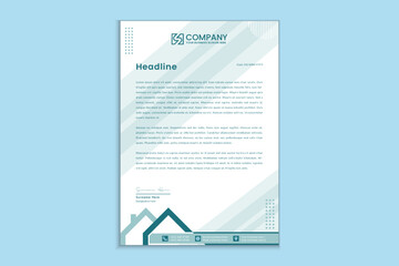 Flat design abstract geometric real estate business letterhead templates