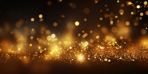 Golden Christmas particles and sprinkles for a holiday event. Background with glitters