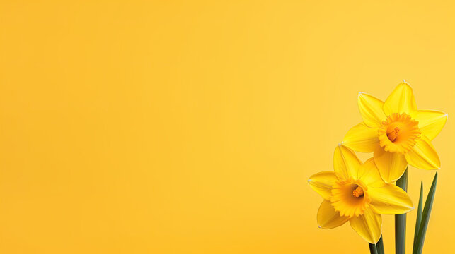 Fototapeta yellow daffodil flower on a yellow background 