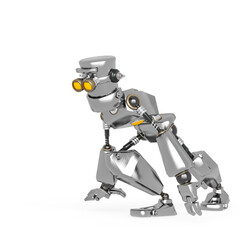 Fototapeta premium old fashion robot cartoon on crouch pose