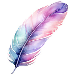 Beautiful watercolor bird feather. AI Generative