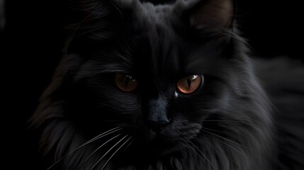portrait d'un chat noir, généré par IA