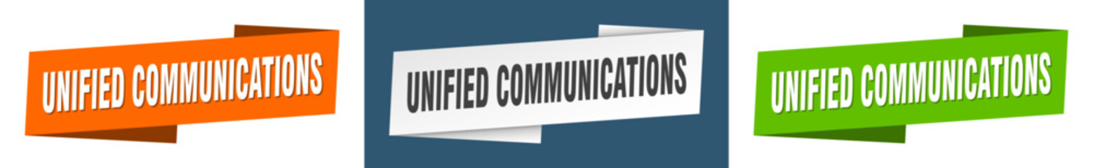 unified communications banner. unified communications ribbon label sign set