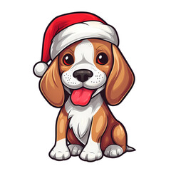 Cute Beagle Christmas Clipart Illustration