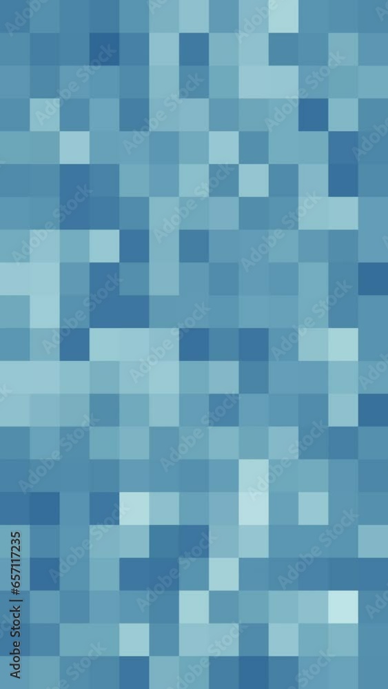 Poster abstract vertical pixel art video background with text space, featuring seamless animation of a blue