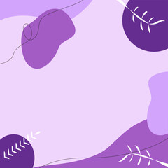 Purple trendy abstract square art templates with floral and geometric elements.  Vector background for social media posts, mobile apps, banners design. 