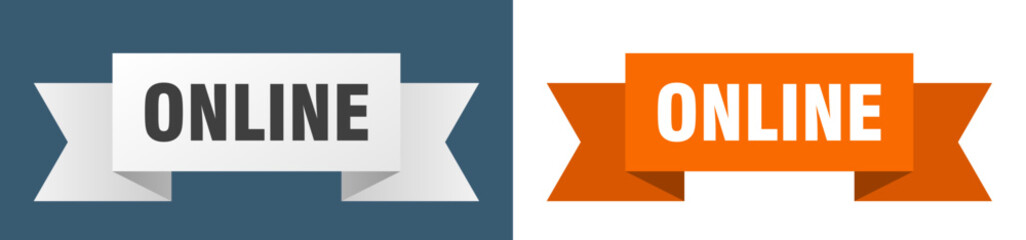 online ribbon. online isolated paper sign. banner