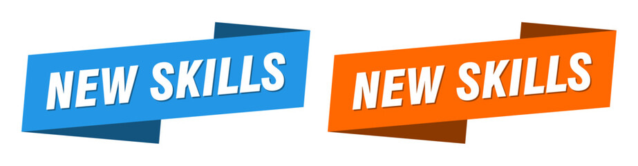 new skills banner. new skills ribbon label sign set