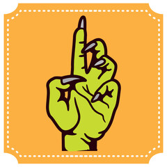 vector icon of a halloween living hand with orange background