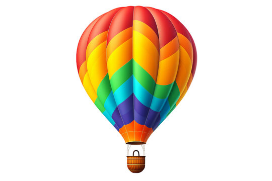 Colorful and Whimsical Hot Air Balloon 3D PNG Icon.