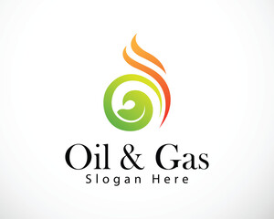 oil and gas logo creative symbol vector business industry gas nature leave fire flame icon design concept