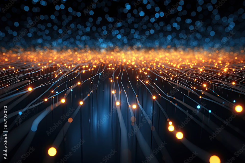Fototapete abstract digital dot line particle data background connecting technology concept.