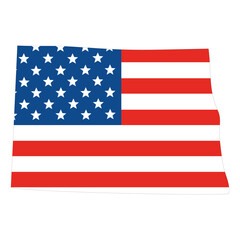 North Dakota with USA flag. USA map