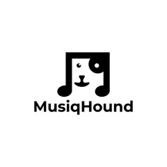 A dog face theme music logo