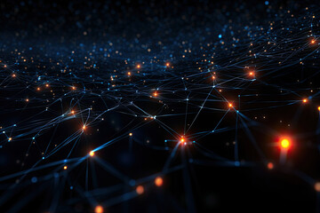 Abstract digital dot line particle data background connecting technology concept.
