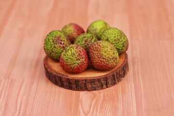 Fresh lychee fruit (Litchi chinensis Sonn). The taste is sweet, juicy and slightly sour.