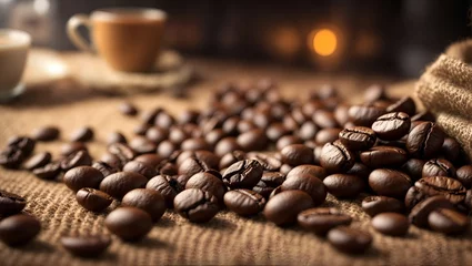 Foto op Plexiglas coffee beans and cup © alexx_60
