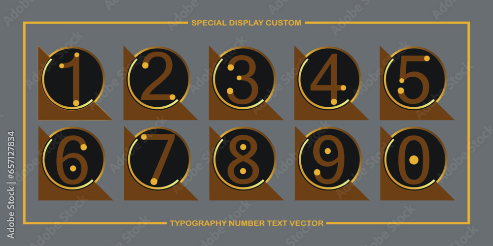 Poster assorted digital custom vector numbers. minimum. color gradation. dark. banner network. 3d effect. d
