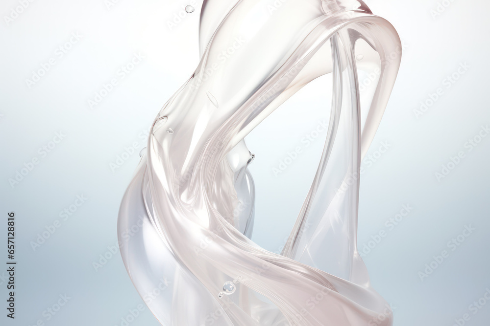 Poster fluid dynamics: clear liquids forming elegant curves - abstract background evoking serenity and eleg