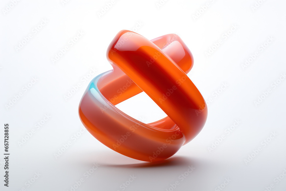 Poster abstract 3d transformation: orange shape morphing in surreal dimensions