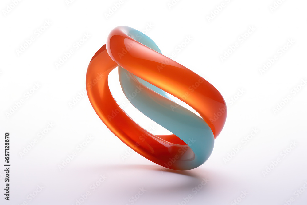 Poster abstract 3d transformation: orange shape morphing in surreal dimensions