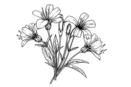 Wild flower hand drawn ink sketch. Engraved retro style vector illustration