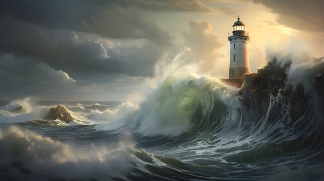 Illuminate your projects with an image of a stoic Scottish lighthouse standing sentinel against the crashing waves. It symbolizes awesome coastal navigation.