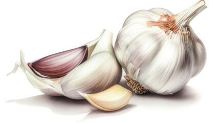 Isolated Garlic on White Background