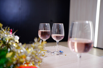Wine glasses for New Year's gatherings, parties, celebrations.