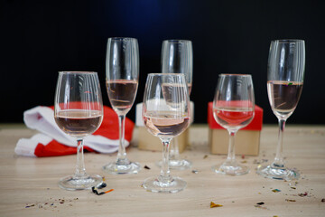 Wine glasses for New Year's gatherings, parties, celebrations.