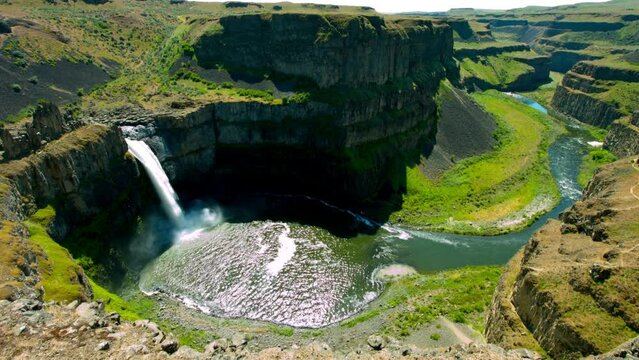 Aerial 4K Video of Majestic Palouse Falls, Washington State, USA