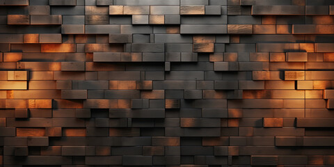 Volumetric 3D panel in the form of concrete bricks for walls in the interior, loft style