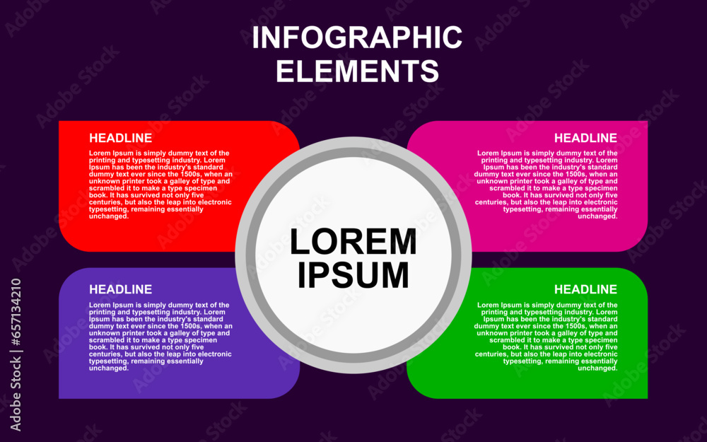 Poster infographic element design with 4 colorful steps for presentation and business.