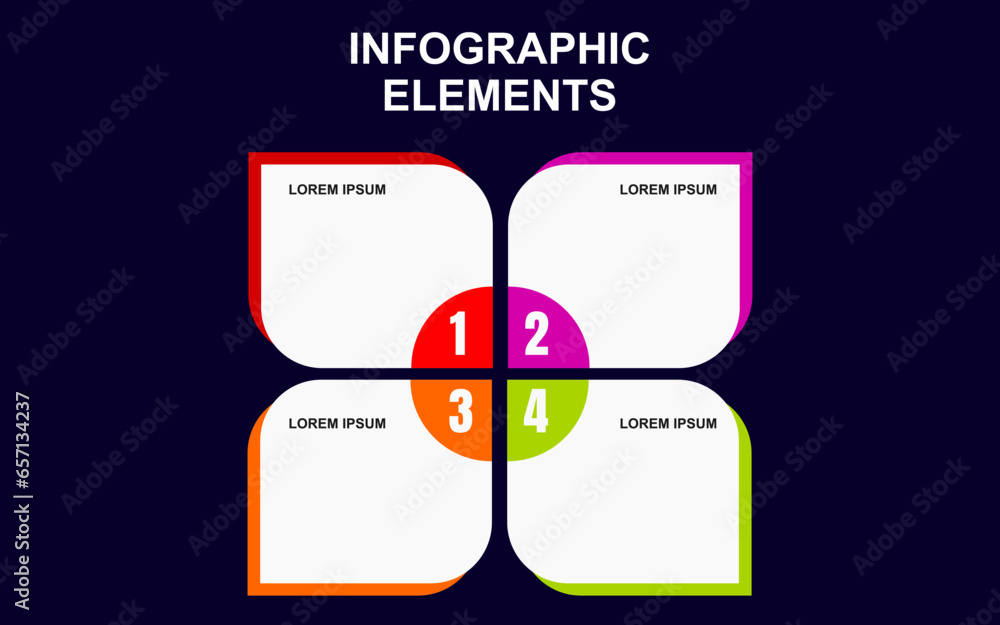 Poster infographic element design with 4 colorful steps for presentation and business. infographic planning