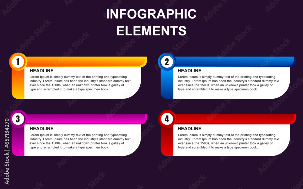 Poster infographic element design with 4 colorful steps for presentation and business. infographic planning