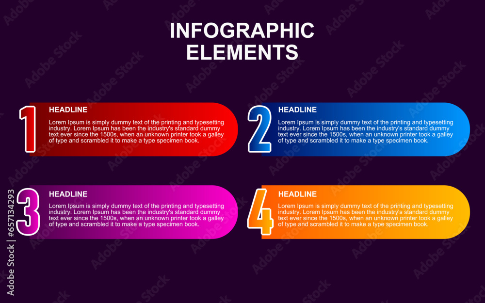 Poster infographic element design with 4 colorful steps for presentation and business. infographic planning