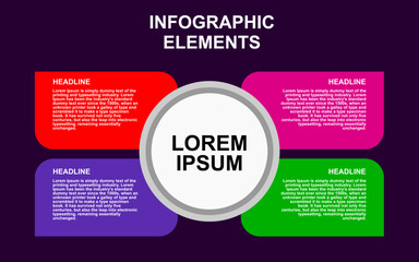 infographic element design with 4 colorful steps for presentation and business.