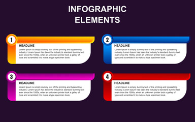 infographic element design with 4 colorful steps for presentation and business. infographic planning design for presentations.