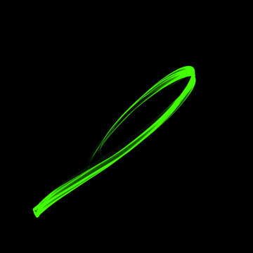 Abstract technology light lines on black background. Royalty high-quality free stock Glitter green wave light effect. Magic green luminous glow design. Neon motion glowing wavy lines