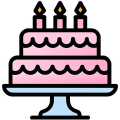 Cute Birthdays cake doodle icon cartoon style 