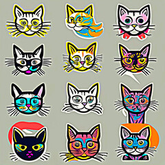 set of funny cats