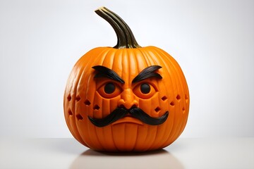 Halloween pumpkin head jack o lantern with burning candles