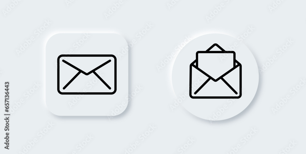 Poster set of open and closed envelope vector icons in neomorphism style eps10