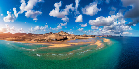 Jandia Peninsula, Risco del Paso, Playas de Sotavento and Laguna de Sotavento, Fuerteventura,...
