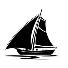 Sailboat black silhouette is isolated