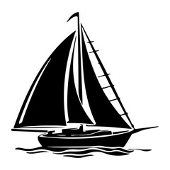 Sailboat black silhouette is isolated