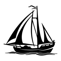 Sailboat black silhouette is isolated