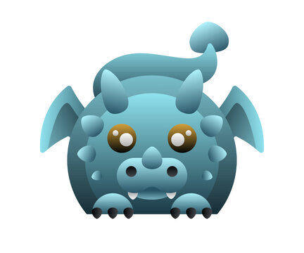 Abstract Simple Rounded Baby Dragon. Celebration. Christmas, New Year. Chinese Calendar 1952, 1964, 1976, 1988, 2000, 2012, 2024, 2036, 2048, 2060 years.