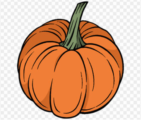 Pumpkin hand drawing brush style isolated on transparent PNG. Perfect for halloween and Thanksgiving backgrounds.Vector Illustration