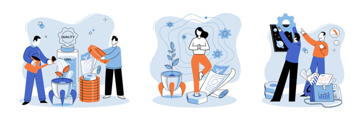 Successful project launch. Vector illustration. Project launch management, anchor keeping project aligned with its goals A project launch, exciting expedition into realm of possibilities A successful